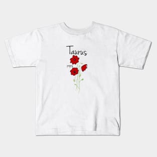Taurus Zodiac Sign Flower Art Kids T-Shirt